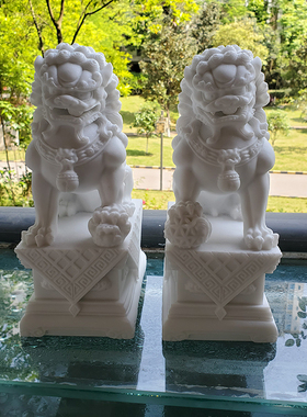 石狮子看门墓地守护小号摆件