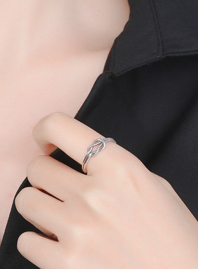 通用银简约复古时尚通勤戒指几何