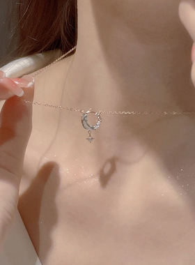 百搭纯银新款气质星月项链高级感