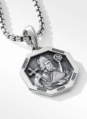 通用银小众复古守护神吊坠