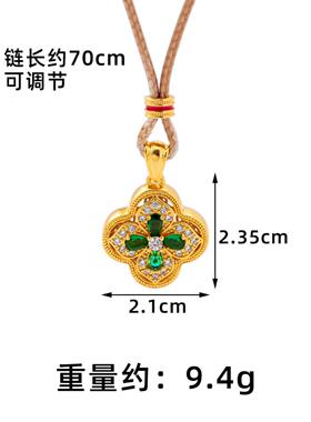 爆款设计感镶钻十字金刚杵四叶草吊坠潮流越南沙金项链女仿金饰品