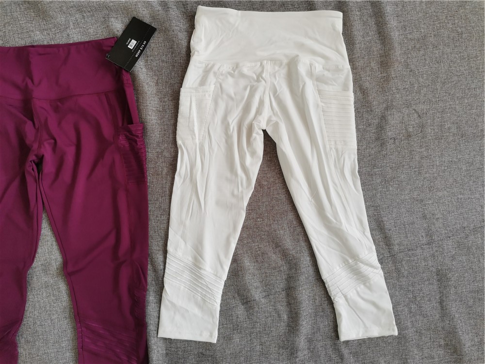 D32-08外单七分裤运动裤瑜伽跑步锻炼健身女士薄款夏季白色速干女