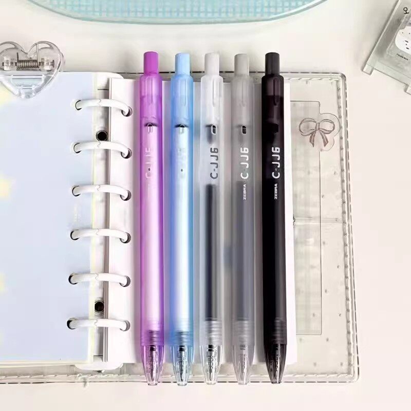 ZEBRA斑马JJ6雾透限定中性笔半透明磨砂迷雾杆虹彩笔中小学生黑色考试刷题笔按压式水笔0.5mm简约签字笔 - 图0