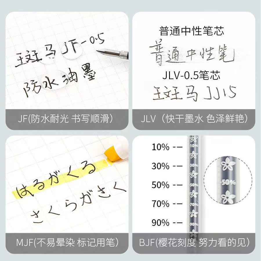 原版正品盒装日本ZEBRA斑马笔芯黑色按动中性笔芯JF-0.5/MJF/BJF/JLV速干替换芯花朵JJ15/JJ77笔芯官方舰店-图0