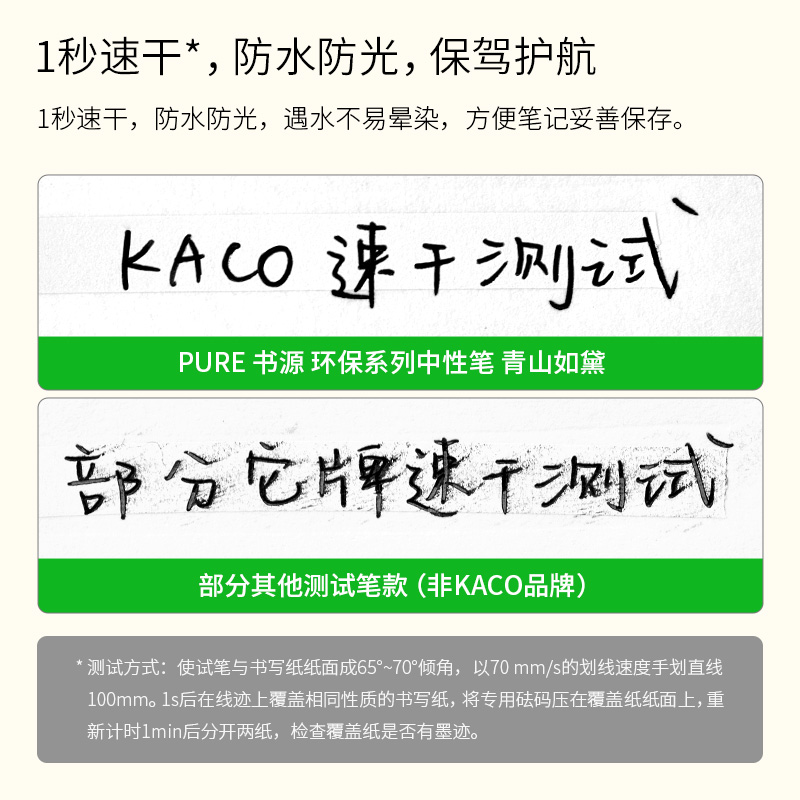 KACO书源中性笔环保系列青山如黛按动式水笔0.5黑芯双珠笔头顺滑耐写学生刷题速干笔办公签字笔绿水青山5支装 - 图3