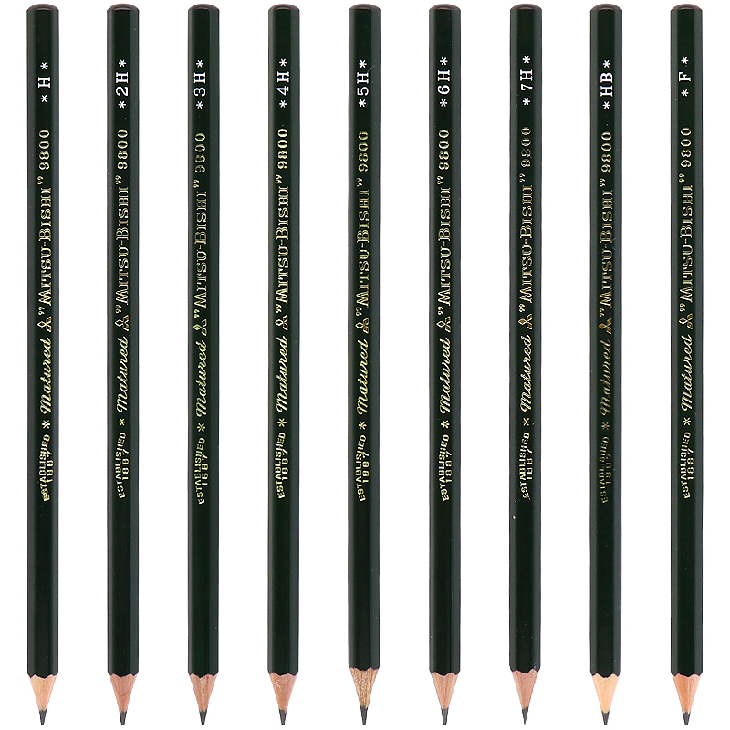 买5支包邮！日本UNI三菱铅笔9800绘图铅笔HB2B4B6B3H5H7H8B9B10B绘画素描美术笔木头铅笔多灰度规格进口文具 - 图0