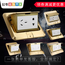 Bull Ground Socket Full Copper Waterproof Invisible Net Route Ground Floor Ultrathin Embedded Living-room 86 Type Concealed Place Inserts