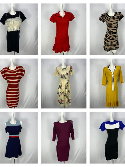 Vintage foreign trade knitted dress retro daughter style hip-hugging waist slimming color-blocked hepburn long skirt cq16