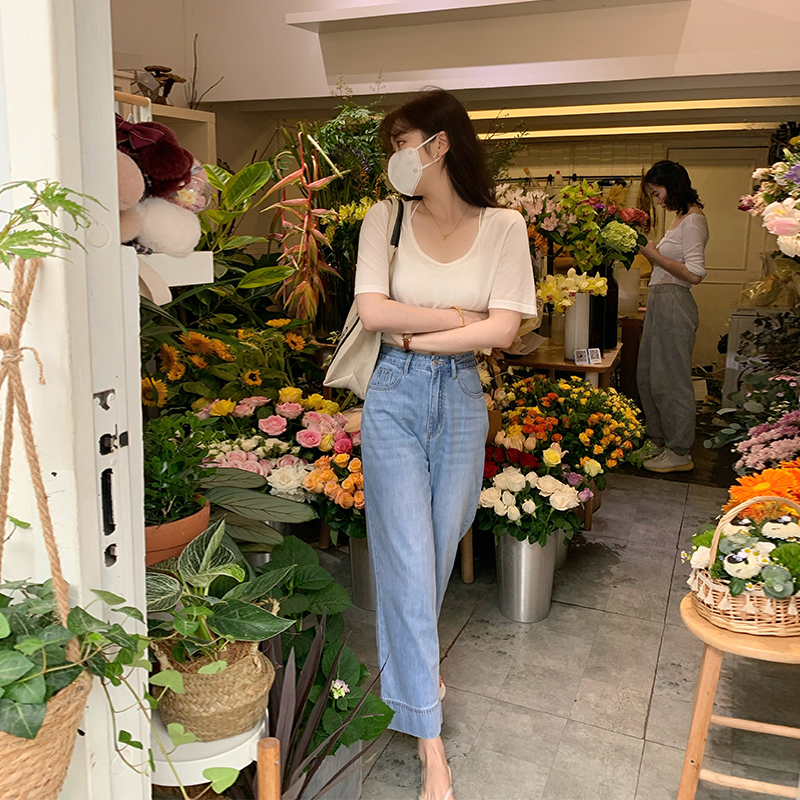 新款长裤 天丝牛仔裤女宽松夏季直筒九分薄款高腰阔腿 77store 2021 新款长裤 天丝牛仔裤女宽松夏季直筒九分薄款高腰阔腿 77store 2021