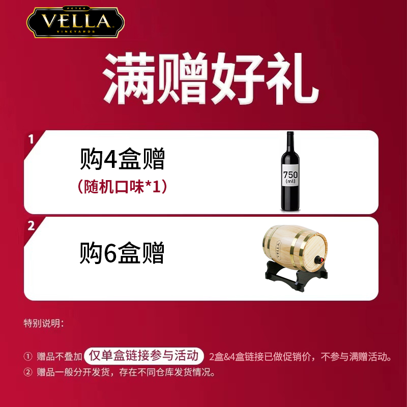 百乐莱红酒Peter Vella美国原盒进口盒装勃艮第红葡萄酒5L餐酒 - 图0