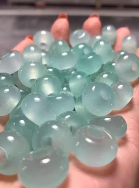 天然翡翠高冰透天青冻色算盘珠隔珠DIY散珠耳坠手链吊坠玉石配件