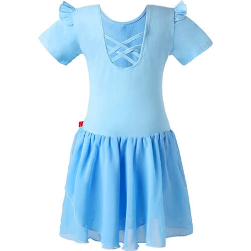 Танцующая летняя детская юбка, шифоновая спортивная одежда, короткий рукав