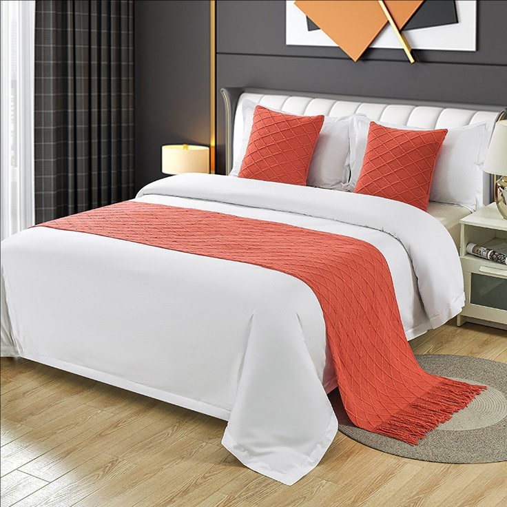 北欧纯色床旗酒店民宿百搭床尾巾休闲装饰毯子奶油风床上搭巾简约,淘宝优惠券,粉丝福利购,淘宝优惠卷