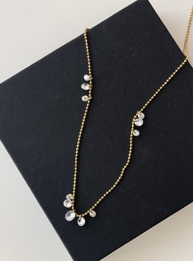 MAGICBOXACC超仙小巧气质露珠闪钻小吊坠钛钢锁骨链颈链时尚女项