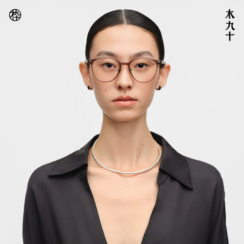 【26新品】木九十眼镜框方圆形时尚高级感木腿素颜镜MJ12FN1065 - 图0