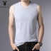 Playboy Men Vest cotton Tuổi trẻ thoáng khí V-cổ gà Heart cổ áo lót thể thao Slim Vest nam - Áo vest cotton