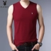 Playboy Men Vest cotton Tuổi trẻ thoáng khí V-cổ gà Heart cổ áo lót thể thao Slim Vest nam - Áo vest cotton