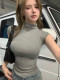 Pure lust style busty half turtleneck ເສື້ອທີເຊີດແຂນສັ້ນສໍາລັບແມ່ຍິງ