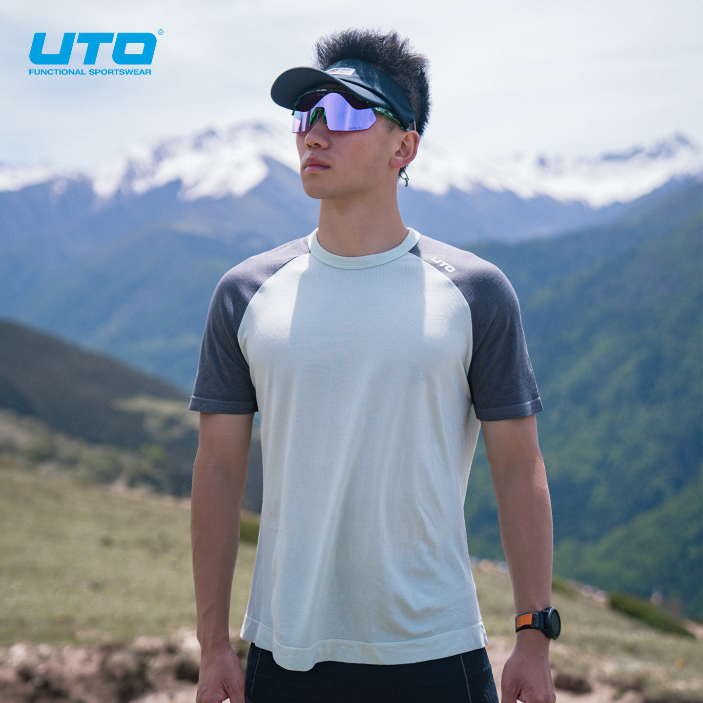 UTO悠途美丽诺羊毛速干衣女运动短袖男士夏季户外跑步T恤拼接上衣,淘宝优惠券,粉丝福利购,淘宝优惠卷