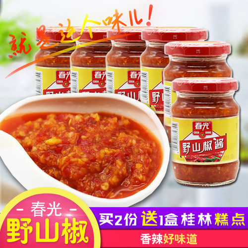 春光食品野山椒酱辣椒酱150g*6瓶装 海南特产拌饭农家自制剁椒酱 - 图0