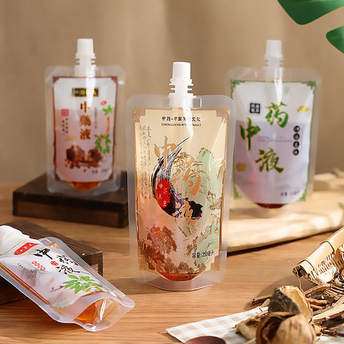 一次性中药包装袋吸嘴袋中药袋透明液体中药分装中药液外带商用 - 图0