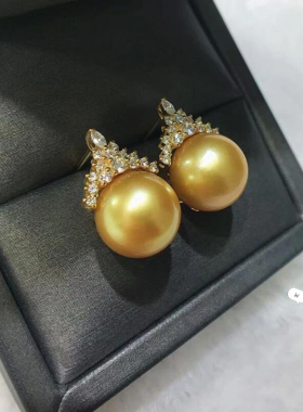 925银南洋金珠吊坠锁骨链女冰雪女王热巴同款珍珠吊坠深海澳母贝