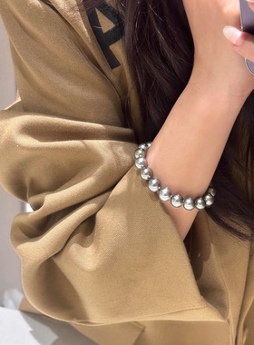 925银澳白珍珠手串女转运珠深海澳母贝珍珠叠戴轻奢小众正圆强光