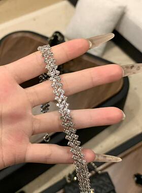 Cz纯子复古金属闪钻编织颈链