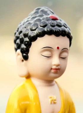 中式禅意陶瓷小如来车载摆件工艺品家居客厅佛像博古架装饰品摆设
