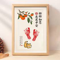 Year-old hand footprints baby Remembrance Tiger 100 days Arrest Week Full Moon Ceremony Photo Frame Hands Imprint Footed props One year old