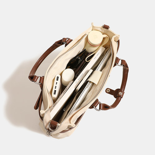 香港品牌原创高级13寸14寸手提电脑包女双肩背包通勤大容量斜挎包 - 图3