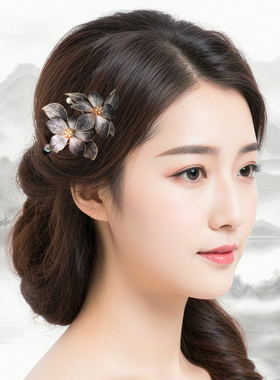 原创设计掐丝非遗绒花发夹