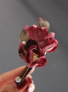 新中式绒花发簪非遗手工花朵