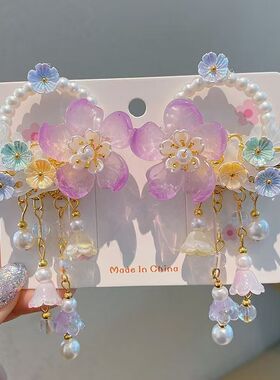 女童汉服头饰儿童古装公主流苏发夹中国风小女孩古风步摇发卡头饰