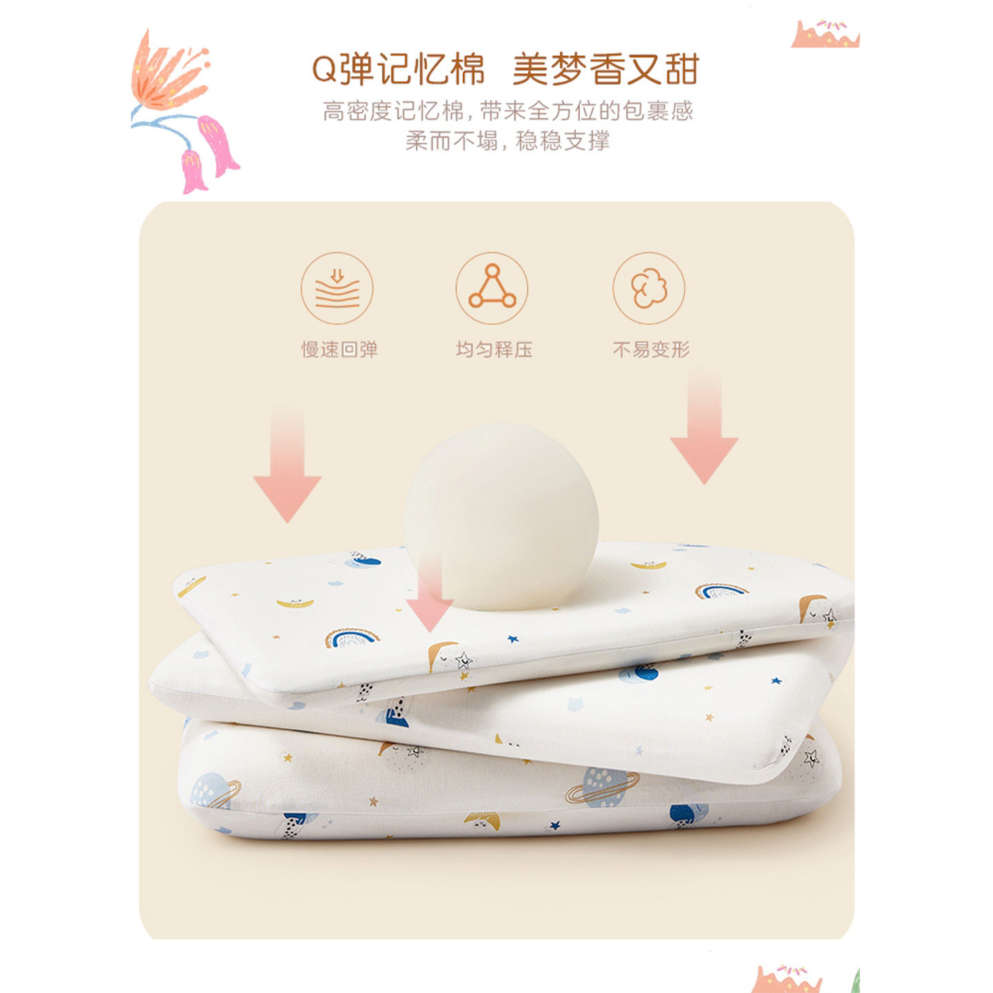 罗莱儿童低回弹记忆枕头枕芯幼儿园宝宝枕A类1-3-6岁儿童枕学生枕,淘宝优惠券,粉丝福利购,淘宝优惠卷