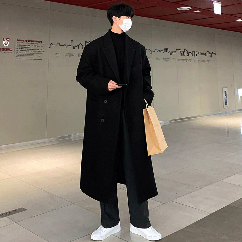 新款帅气毛呢大衣男士中长款秋冬季加厚韩版宽松呢子风衣男款外套,淘宝优惠券,粉丝福利购,淘宝优惠卷
