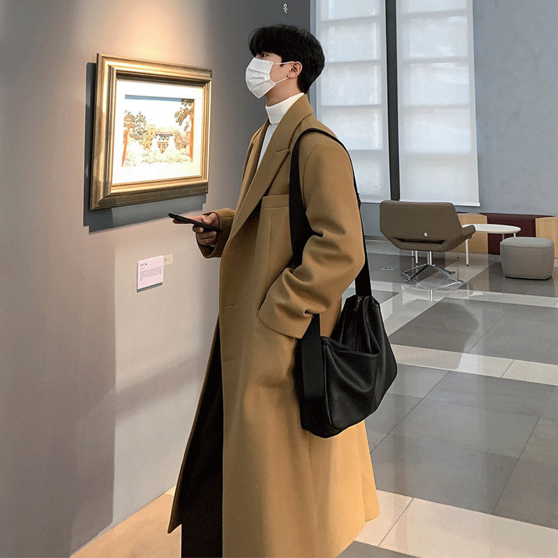 新款帅气毛呢大衣男士中长款秋冬季加厚韩版宽松呢子风衣男款外套,淘宝优惠券,粉丝福利购,淘宝优惠卷