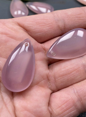 产地直销西安冰花芙蓉玉水滴吊坠女款粉紫色玉髓项链挂件景区同款