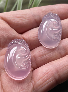 陕西西安冰花芙蓉玉如意吊坠女款粉紫色玉髓挂件兵马俑华清池同款