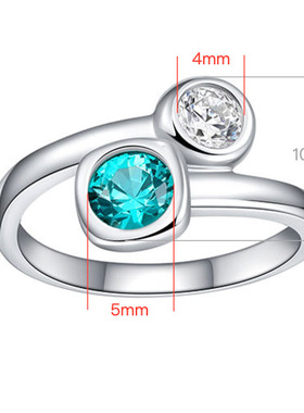 帕拉伊巴双石包镶戒指轻奢时尚高级感小众设计925银镀金戒指