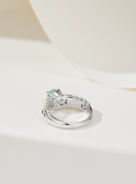 波浪白贝帕拉伊巴钻戒1.5克拉干净清爽温柔时尚百搭925银镀金戒指