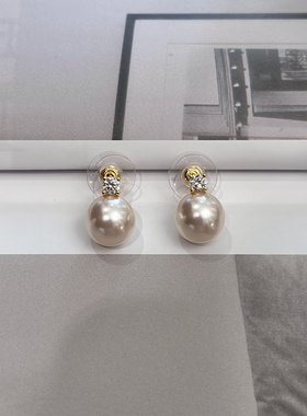 香槟色施家珍珠戴妃王妃耳钉