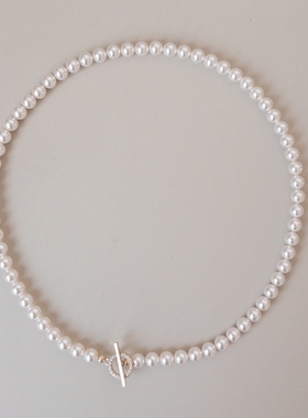 日本进口镀金扣珍珠项链Joie首饰