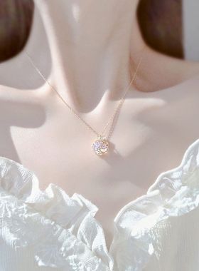 BaObAO原创设计s925纯银超仙小众山茶花项链女生轻奢高级感锁骨链