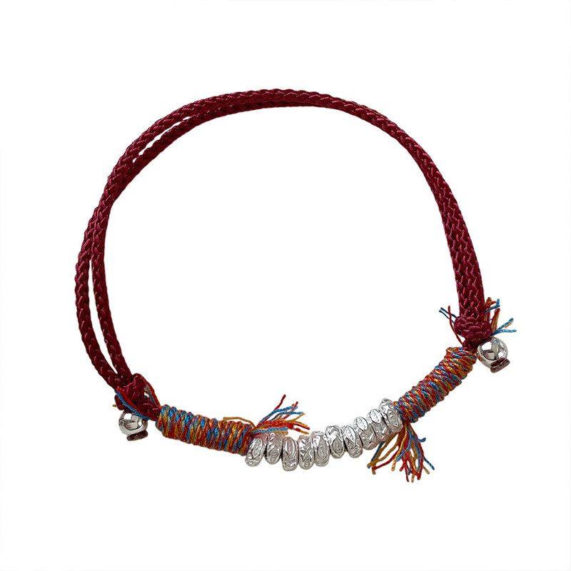 纯银S925盘缠红绳手链气质韩风红绳福星叠戴高级设计感手链代发,淘宝优惠券,粉丝福利购,淘宝优惠卷