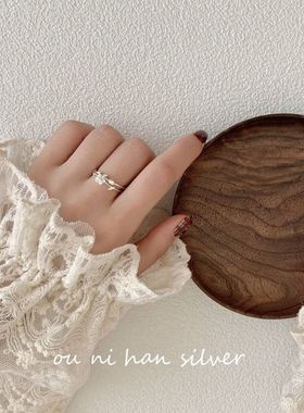 欧尼 S925纯银双层山茶花戒指女ins小众设计高级感冷淡风食指环