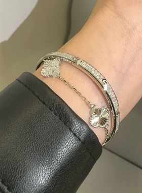 S925纯银精致满天星手镯四叶草手链ins气质高级轻奢简约小众设计