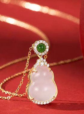 S925纯银项链女轻奢时尚百搭玉髓葫芦配饰新中式礼物抖音快手直播