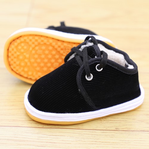 男女宝宝0-1-2-3岁4婴儿小孩软底防滑保暖加绒手工学步纯棉布鞋子 - 图1