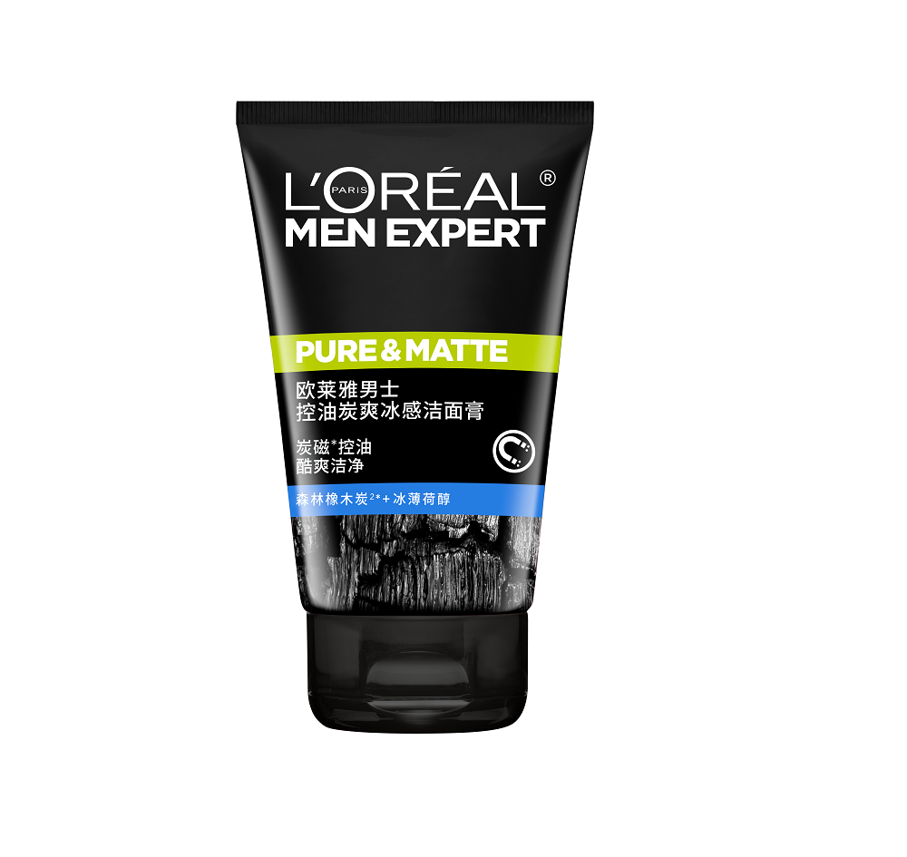 欧莱雅男士控油炭爽冰感官方洁面膏 欧莱雅男士男士洁面